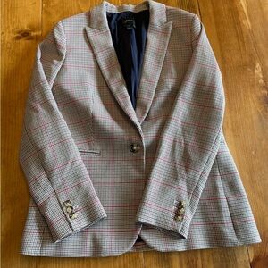 J. Crew Tweed Blazer with Pink Windowpane